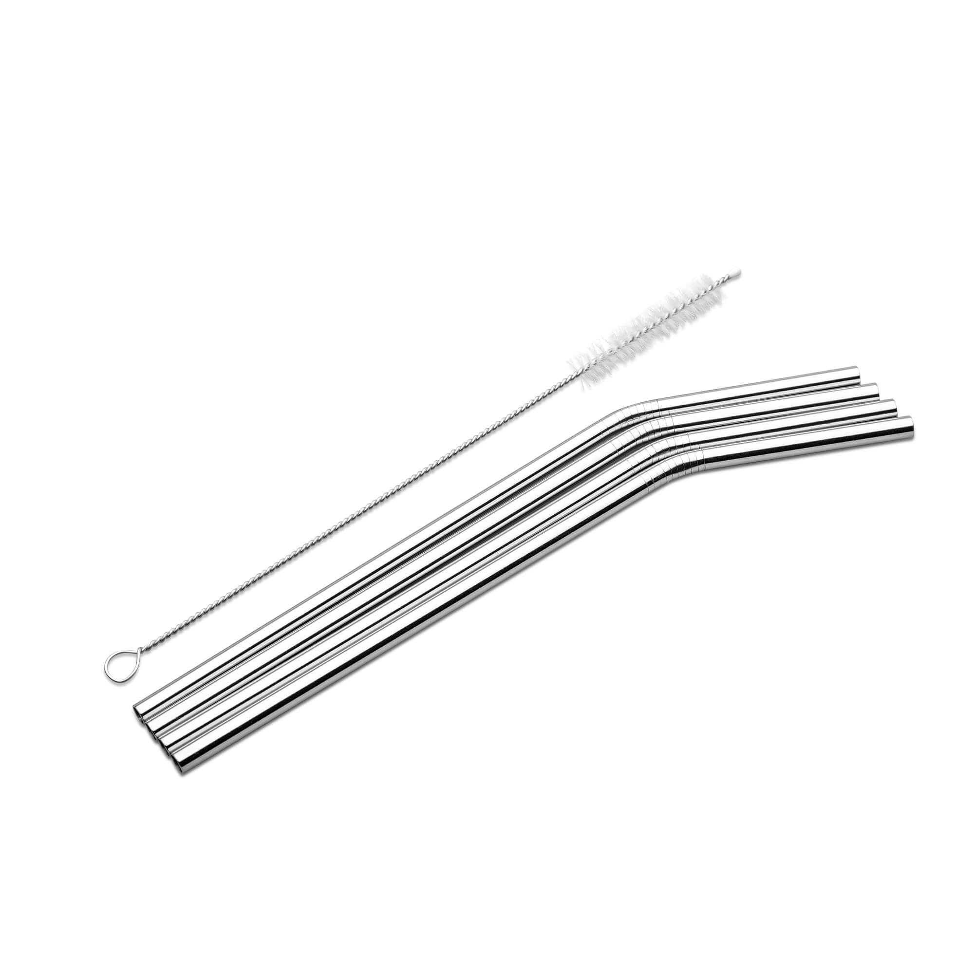 Stainless steel straws 4 pcs curved EKO