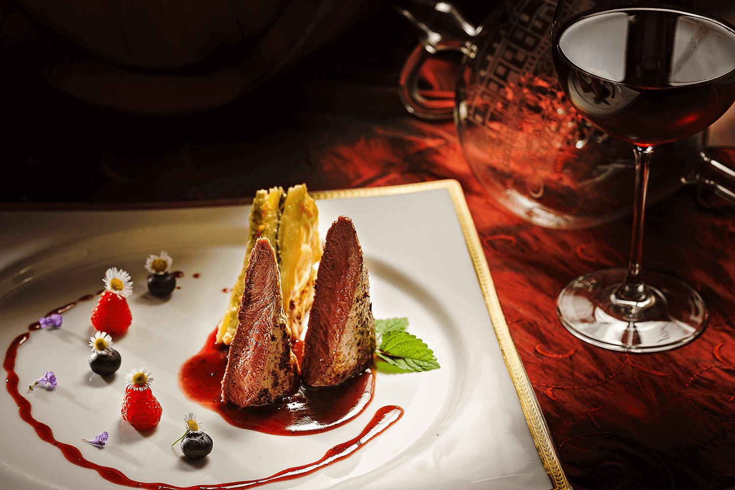 Young fawn with forest fruits