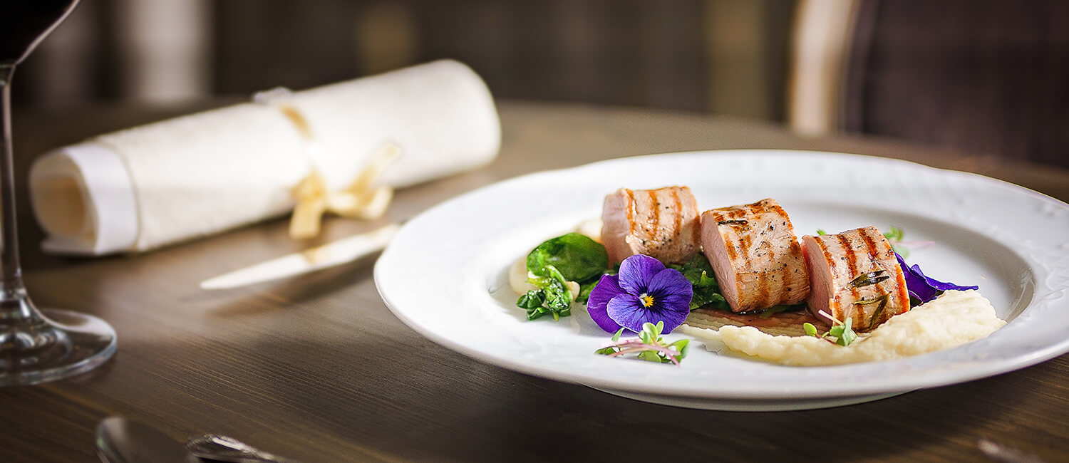 Pork tenderloin sous vide on celery puree