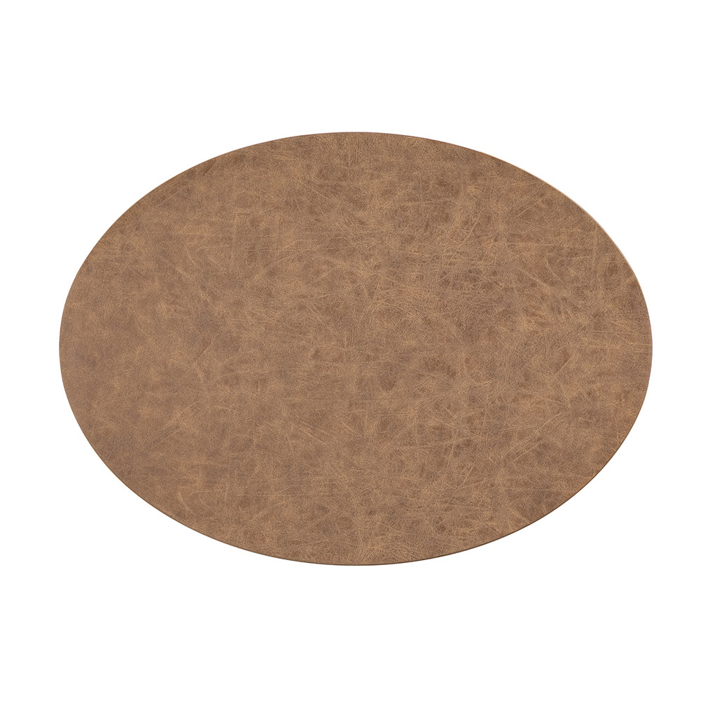 Oval Placemat with walnut leather look 